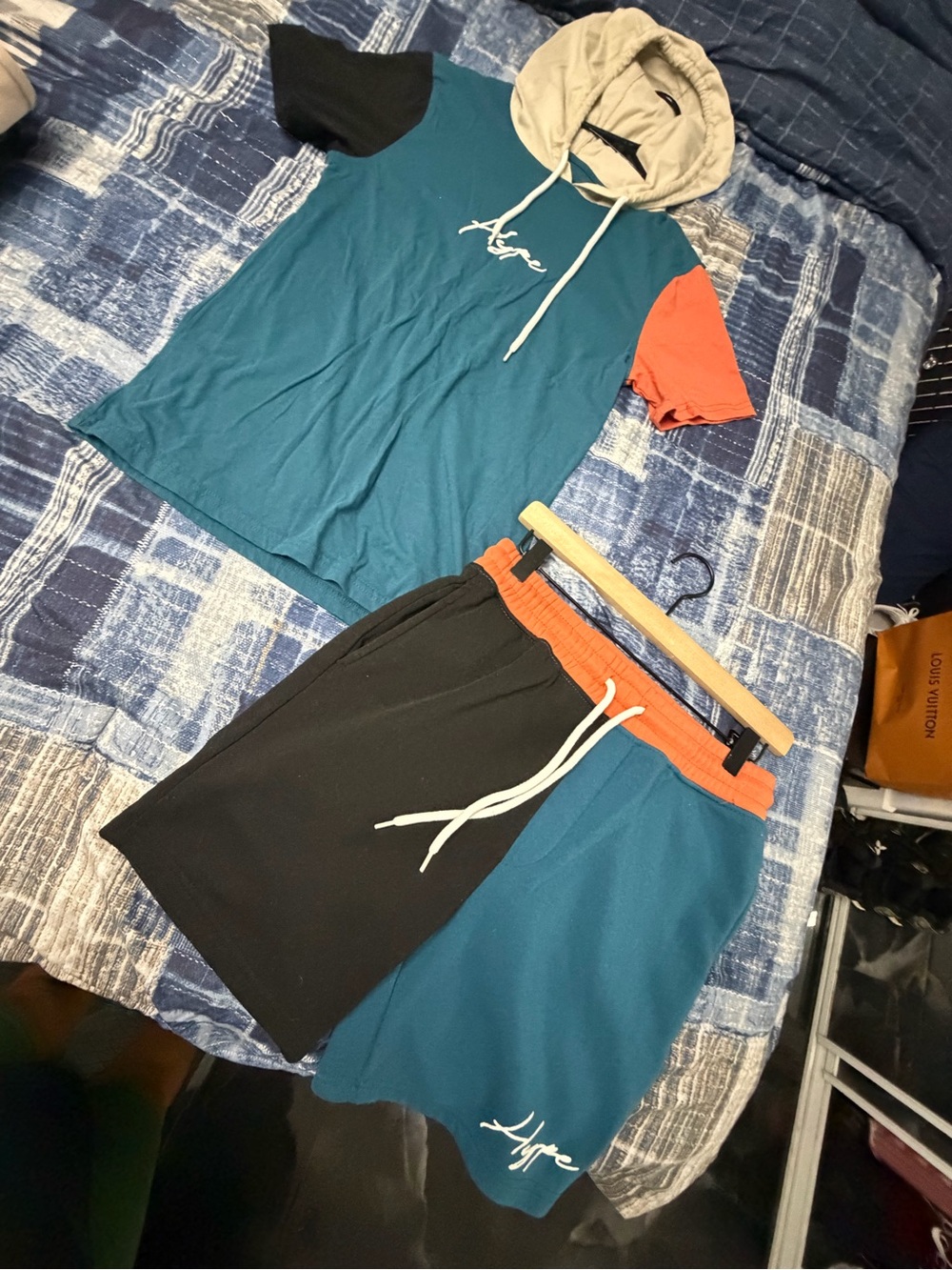 Brooklyn Cloth Teal, Black & Orange Athletic Drawstring Shorts